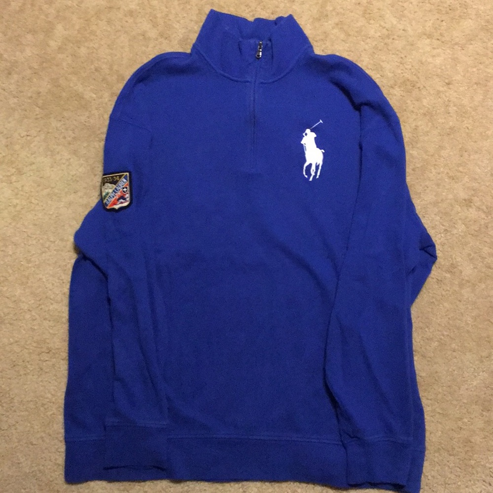BIG Pony Polo 1/4 zip Pullover Blue